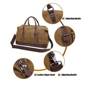 Canvas Pu Leather Travel Tote Duffel Bag Carry On 1