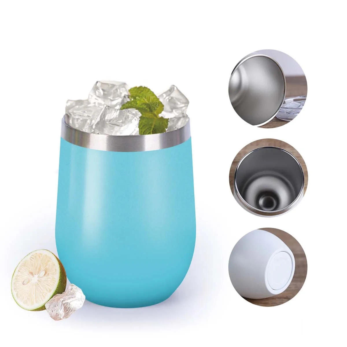 12 oz Stainless Steel Double Wall Wine Tumbler with Lid 5