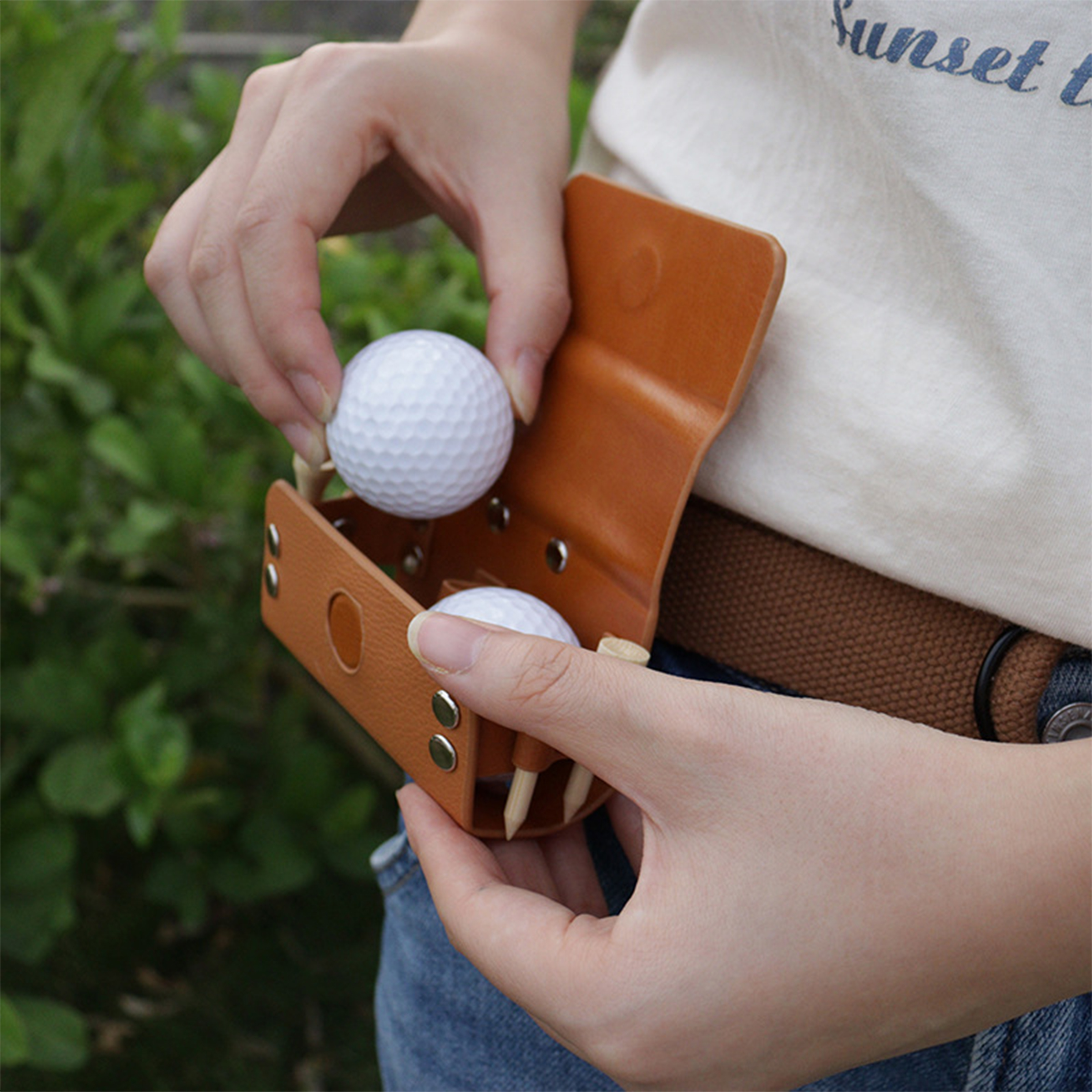 Leather Waist Belt Golf Ball Pouch Sports Accessory 3