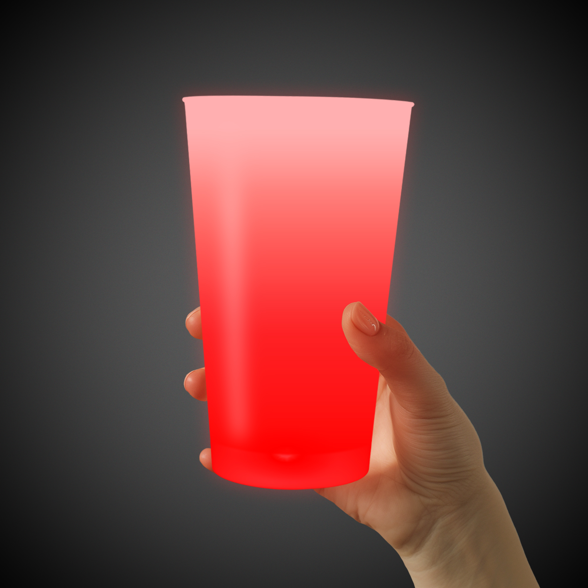 Red LED Glow Light Up Neon Look 16 oz Pint Glass(Pad Print) 9