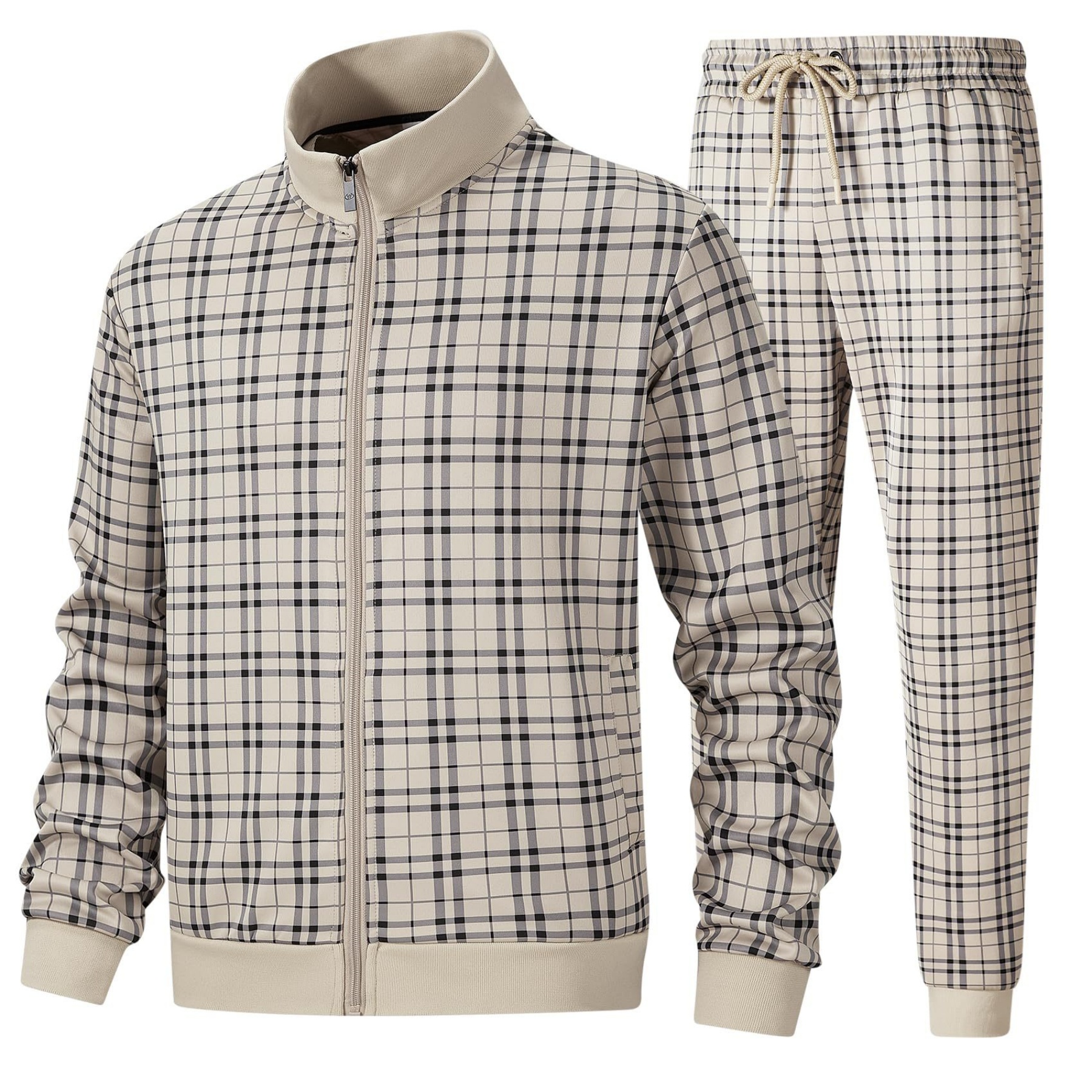 Mens Plaid Track Suits Anti Pilling Sports Wear Jacket Pants Custom 9