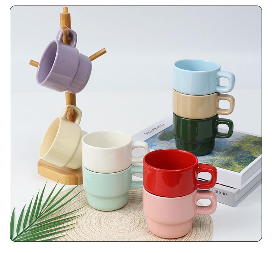 Cute Color Customizable Ceramic Cup With Handle 3