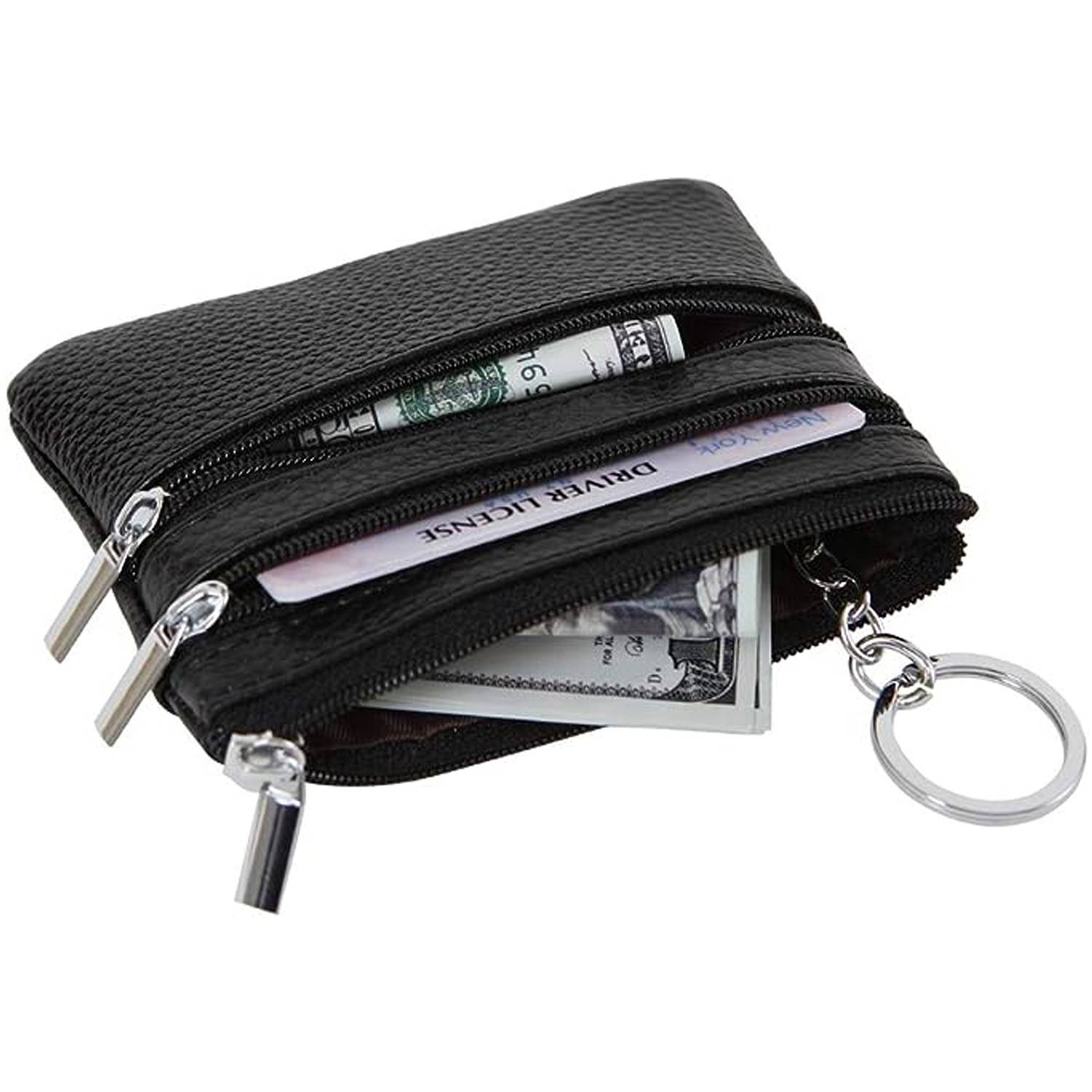 Genuine Leather Coin Purse with Keychain 3