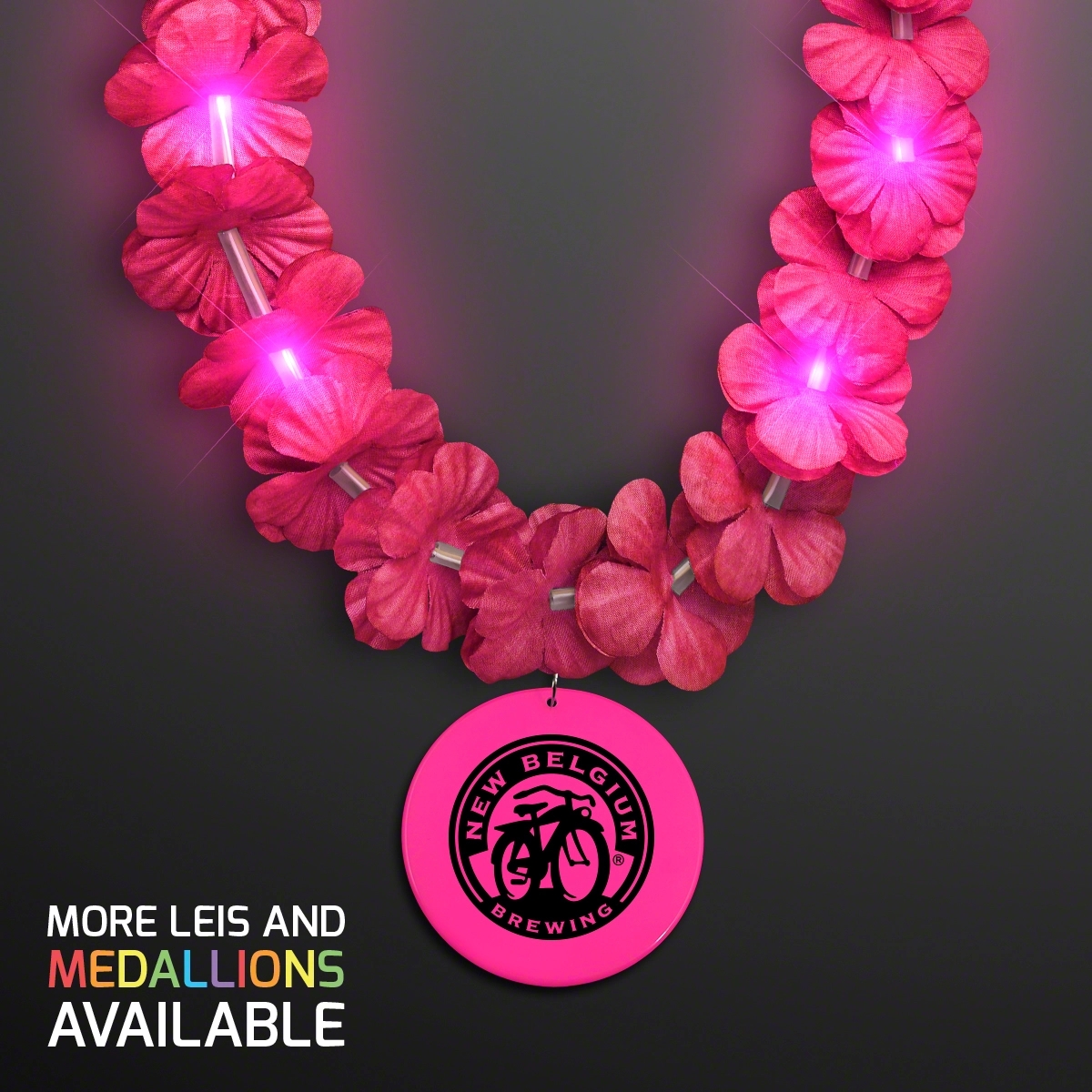 Light Up Pink Lei with Medallion 2