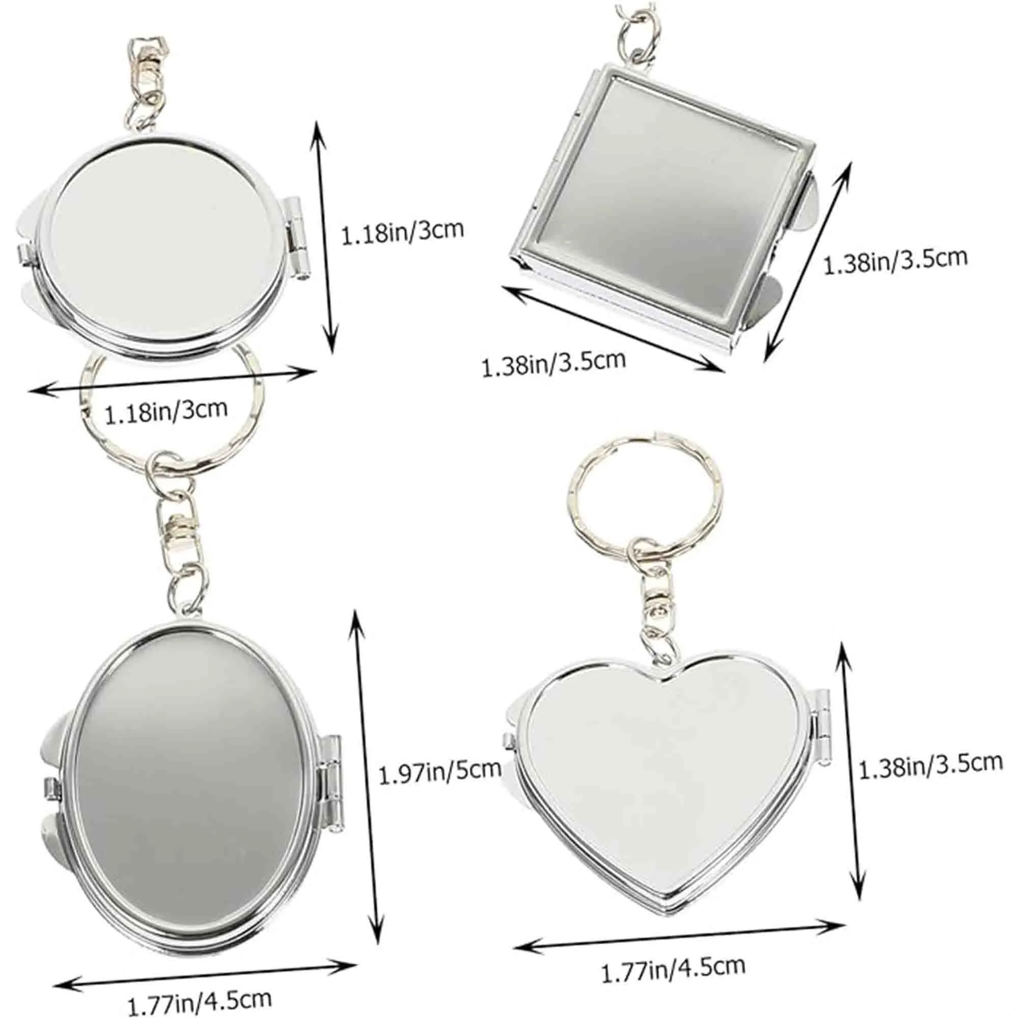 Keychain Mini Folding Travel Mirror Metal 3