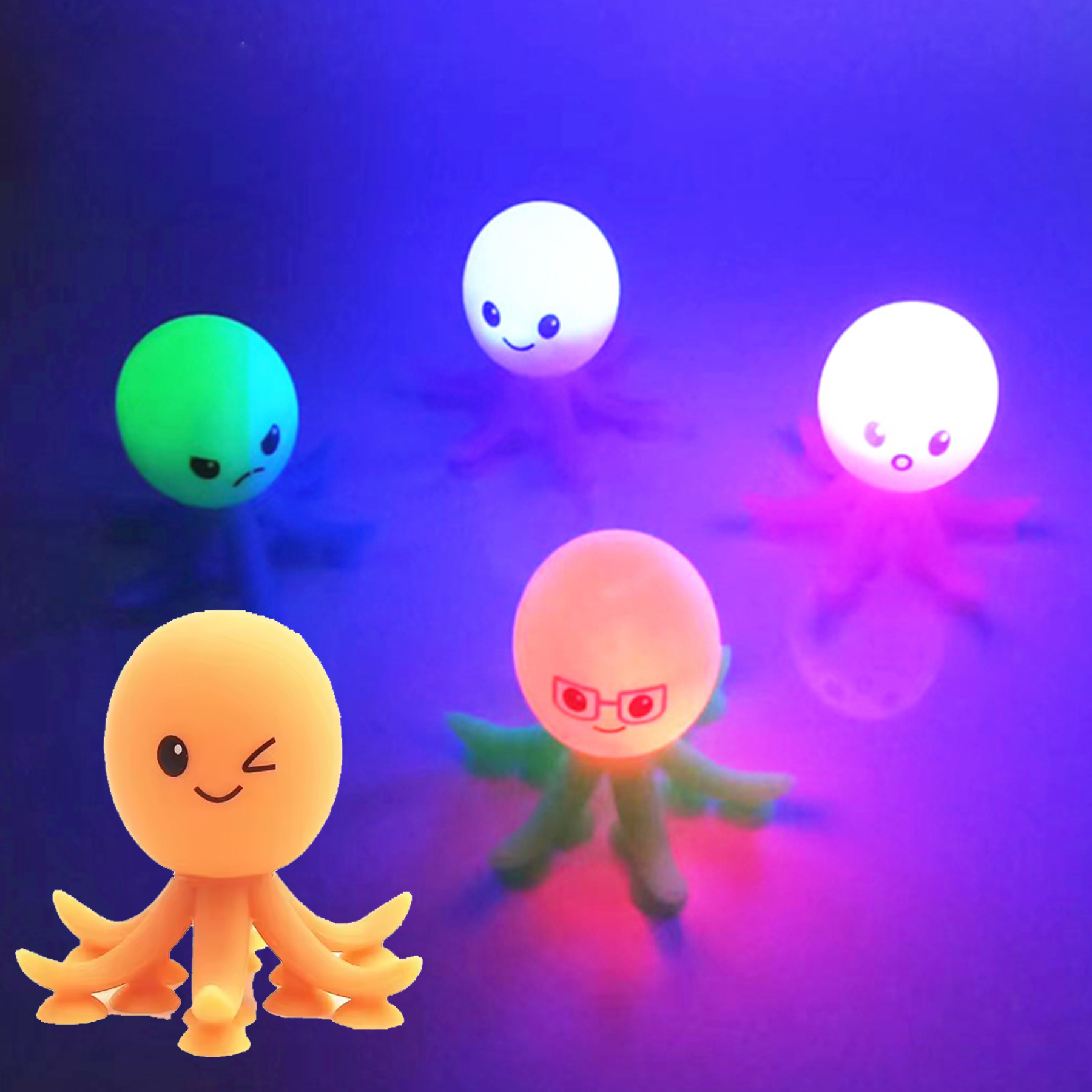LED Glowing Octopus Stress Reliever Toy With Suction Cups 2