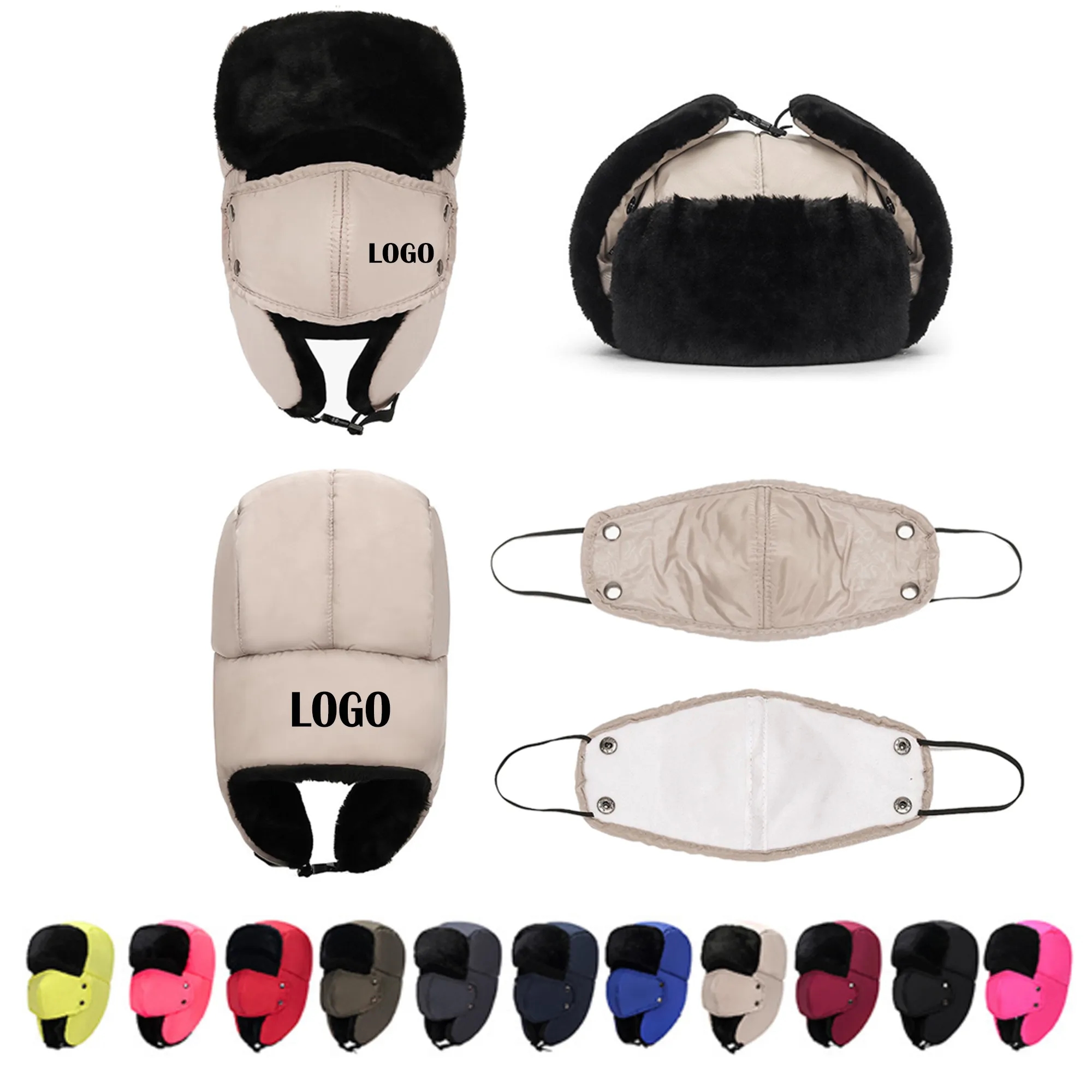 Winter Trapper Hat with Windproof Mask MOQ 20pcs 2
