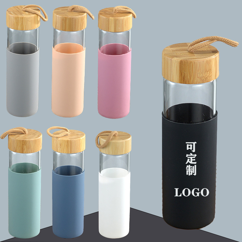 20oz Glass Bottles with Bamboo Lid Silicone Sleeve 9
