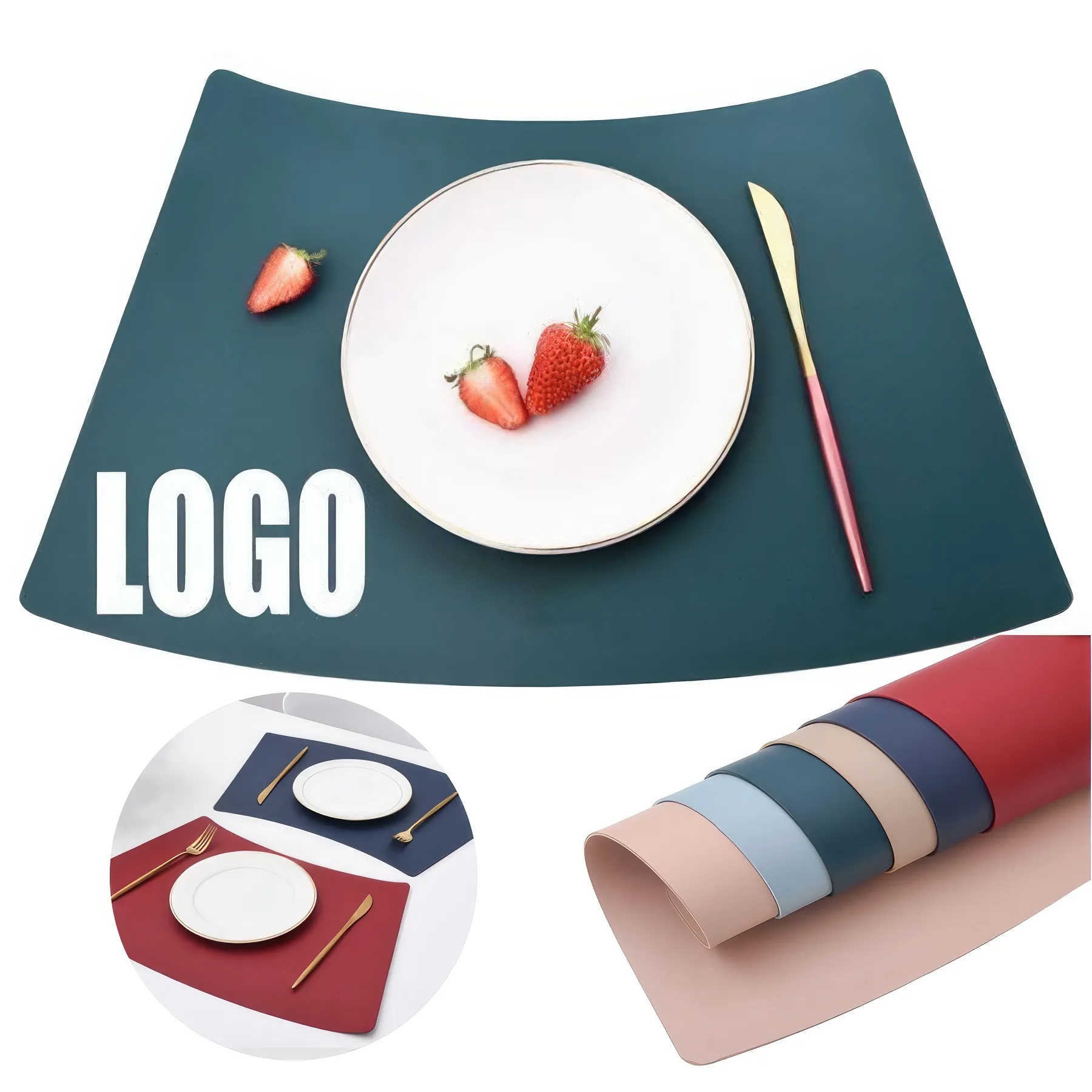 Fan-Shaped PU Leather Table Placemat & Dining Meal Pad 2