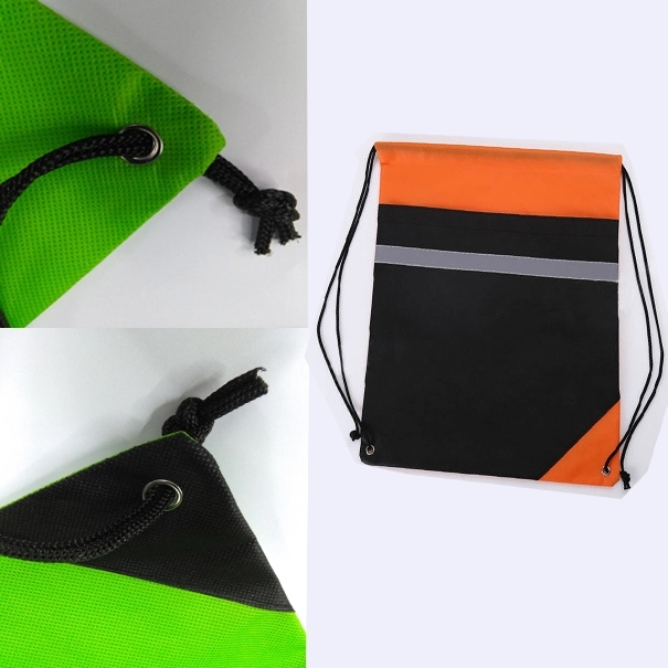 Reflective Stripe Non Woven Drawstring Bag 2
