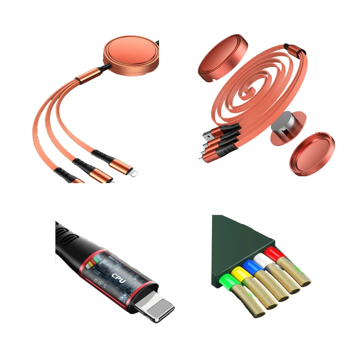 Portable Multi 3 In 1 Retractable USB Fast Charging Cable 5