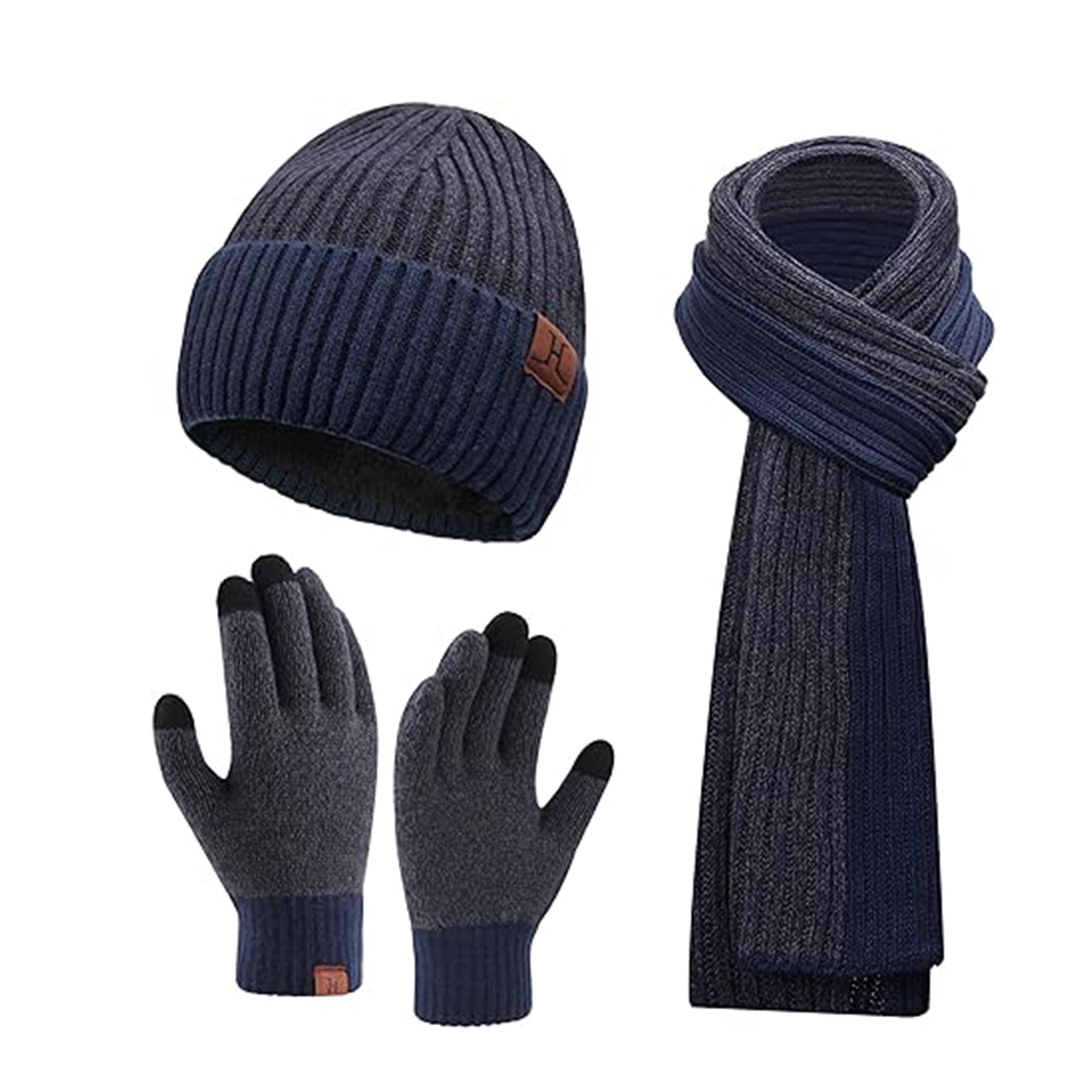 Beanie Hat Scarf Touch Screen Gloves Set 5