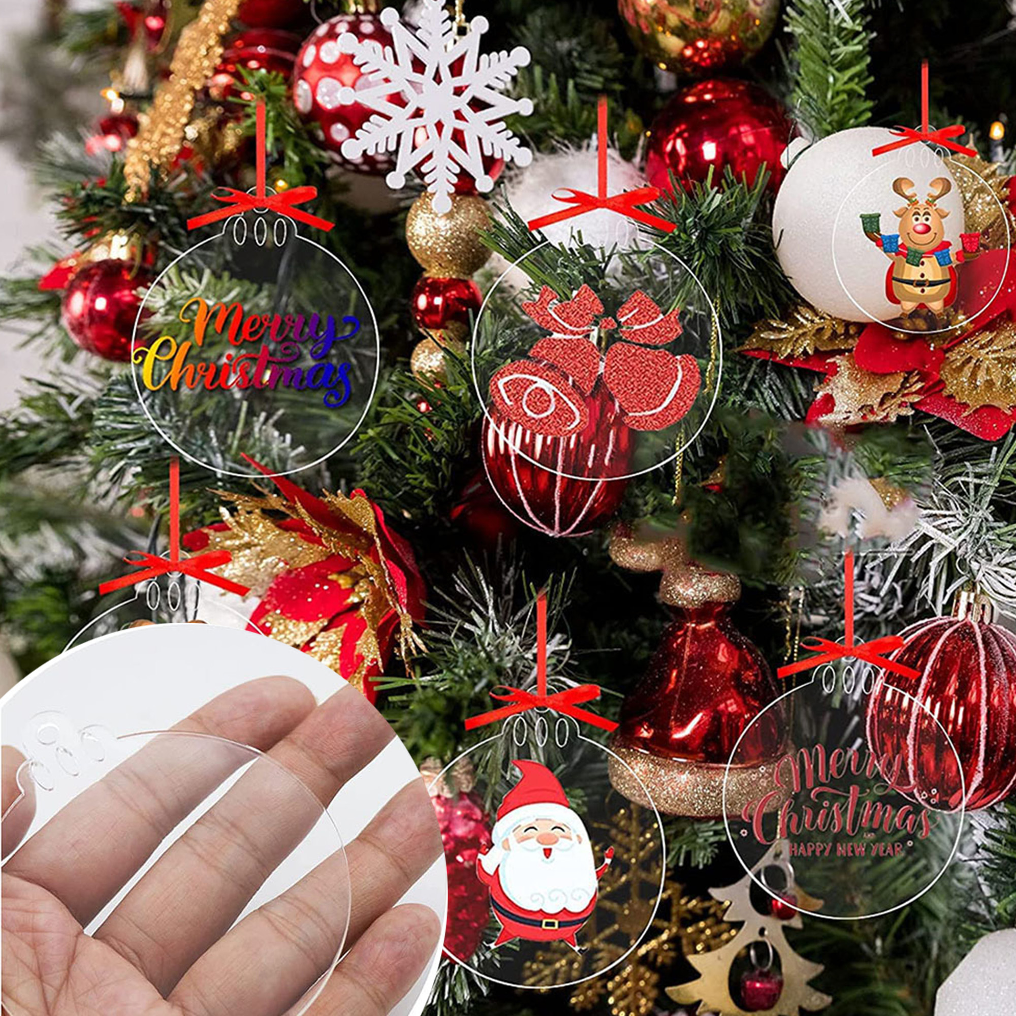 Custom Full-Color Printable Transparent Acrylic Christmas Ball Ornament 4
