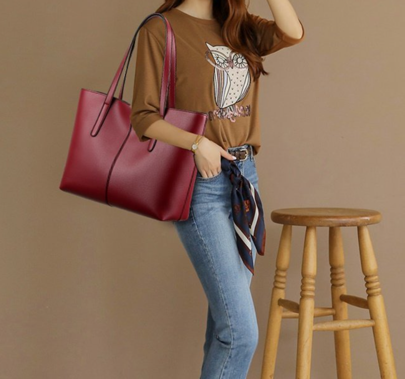 PU Leather Tote bag Retro shoulder handbag 7