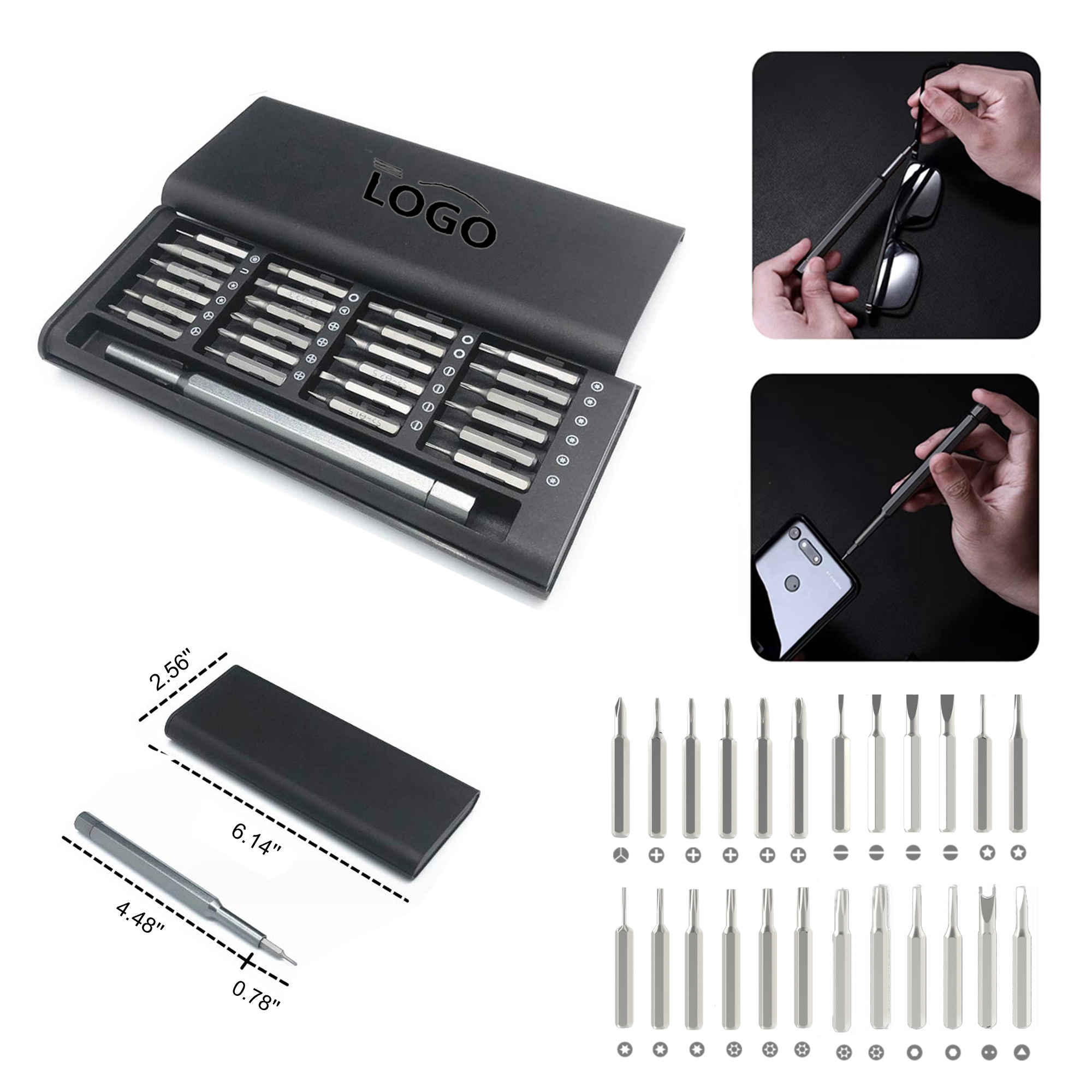 MOQ50 24-in-1 Precision Screwdriver Kit with Aluminum Handle 2