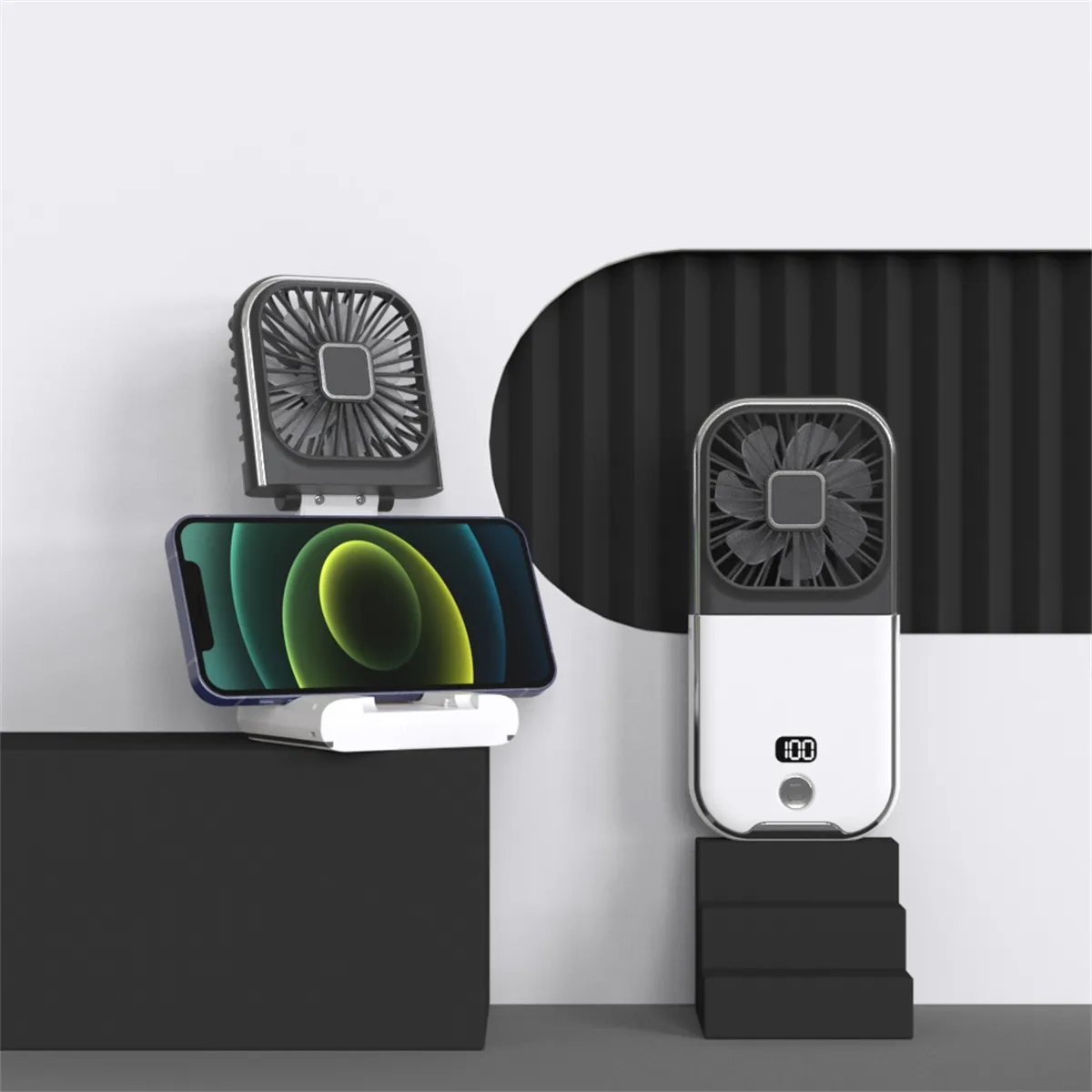 Hand-Held Portable Fan Mini Rechargeable Phone Holder 4