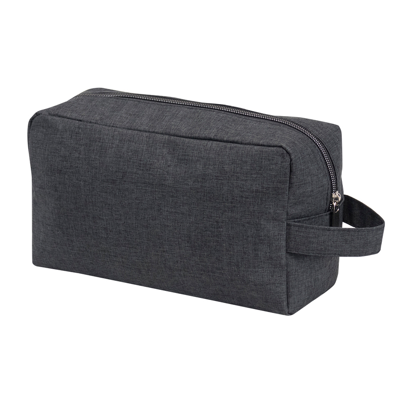 Heathered Dual Zipper Polyester Toiletry Bag 1