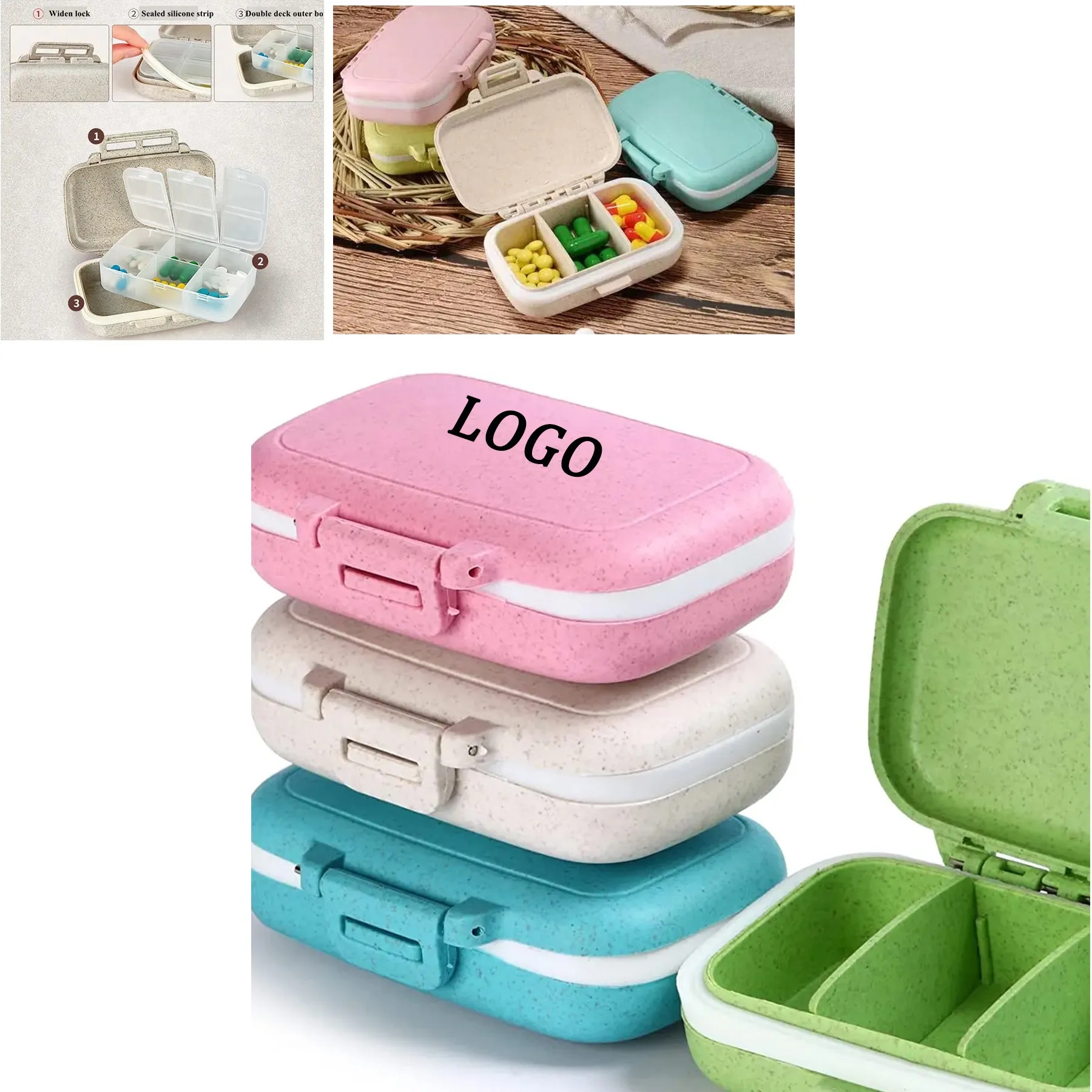 Eco-Friendly Portable Wheat Straw Pill Organizer 4