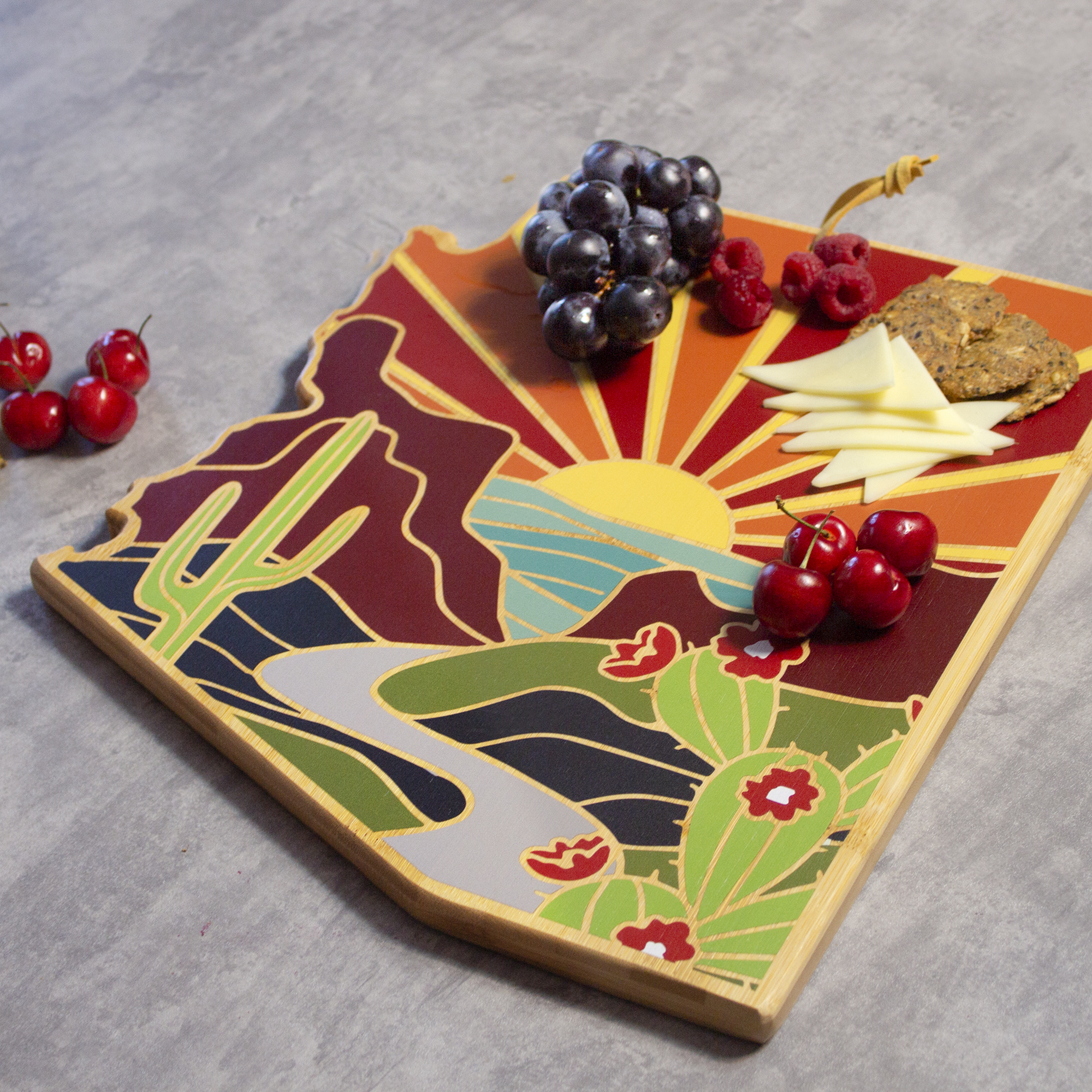 Arizona State Shaped Cutting and Serving Board with Artwork by Summer Stokes 9