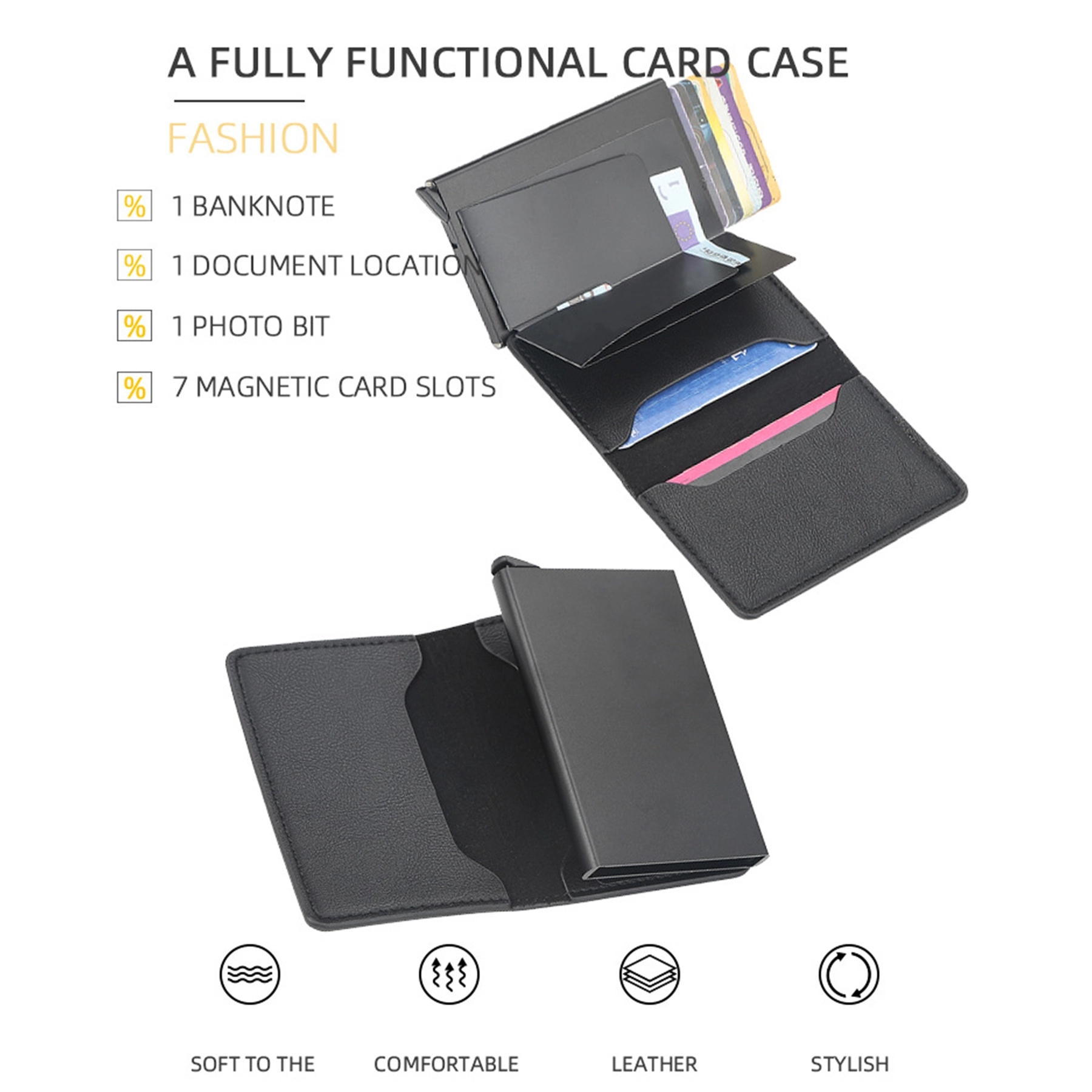 RFID Slim Wallet Pop-up Credit Card Holder With Money Clip 7