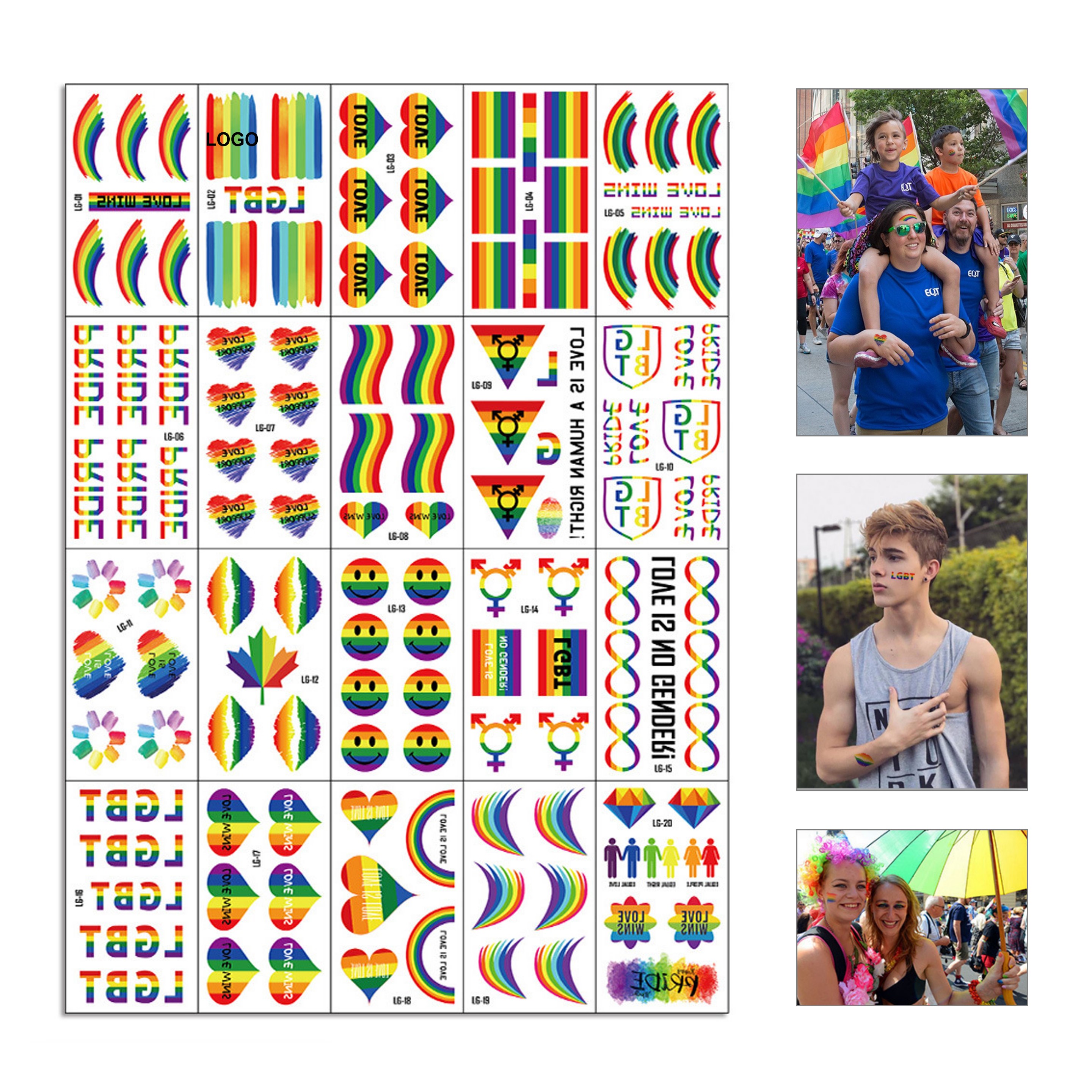 Custom Rainbow Temporary Tattoos 1 Sheet 1