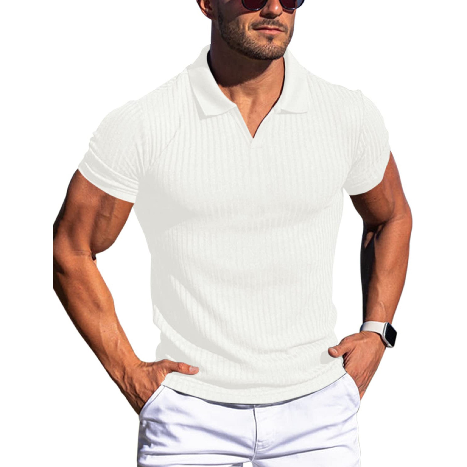 Polo Shirts for Men Short Sleeve Slim Fit Shirts Casual Stretch 8