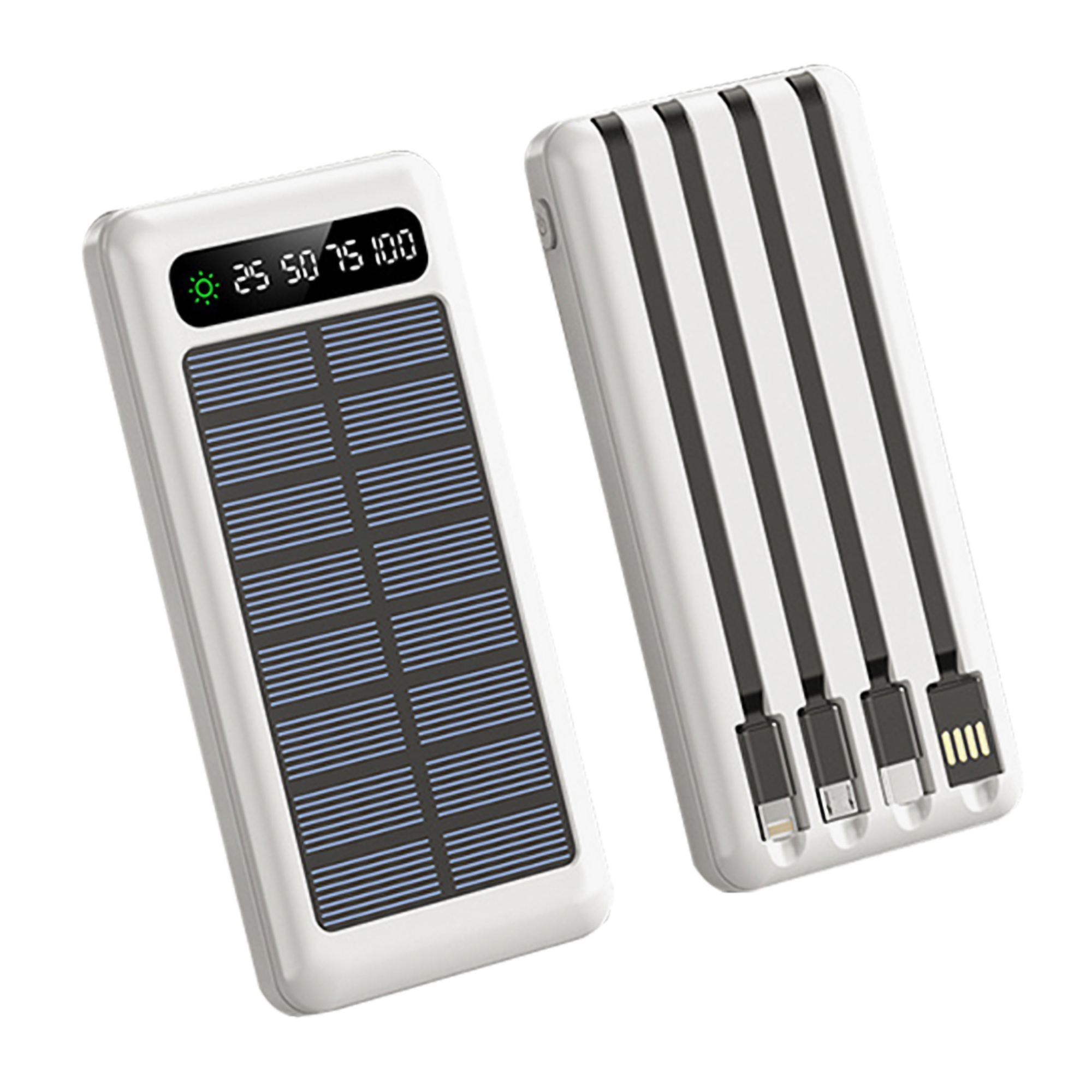 Portable 10000mAh Solar Power Bank w/Cable 2