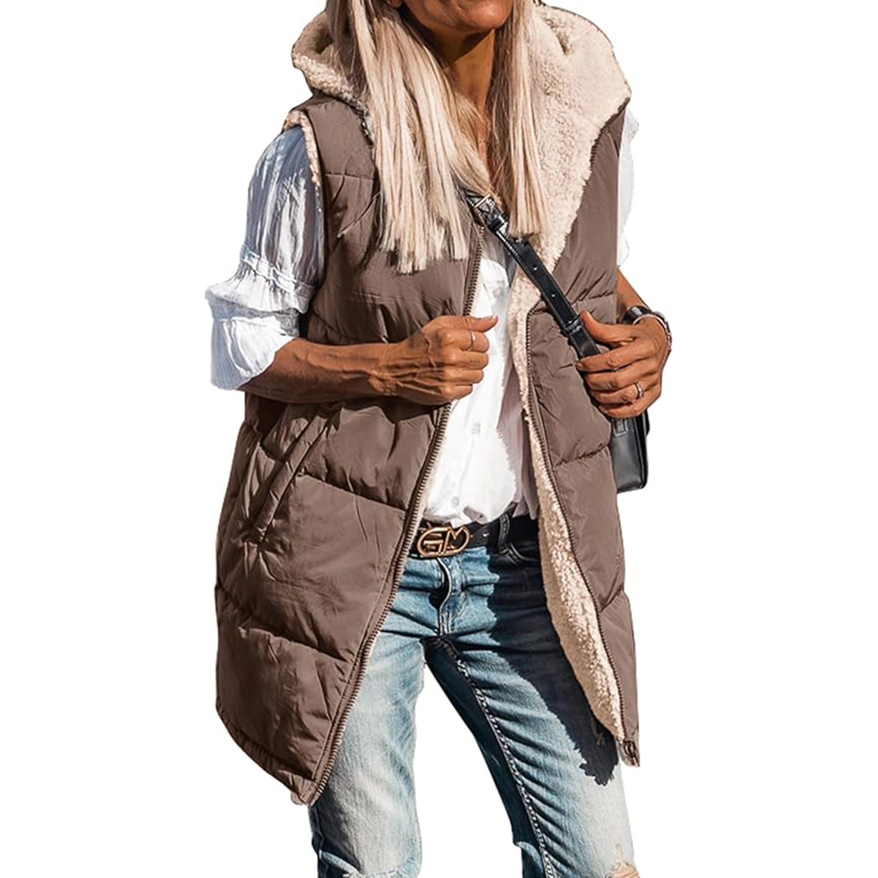 Winter Long Sleeveless Hooded Jacket 4
