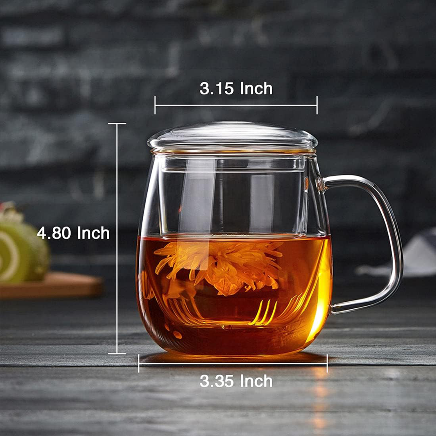 17oz BPA Free Glass Tea Cup w/ Infuser 8