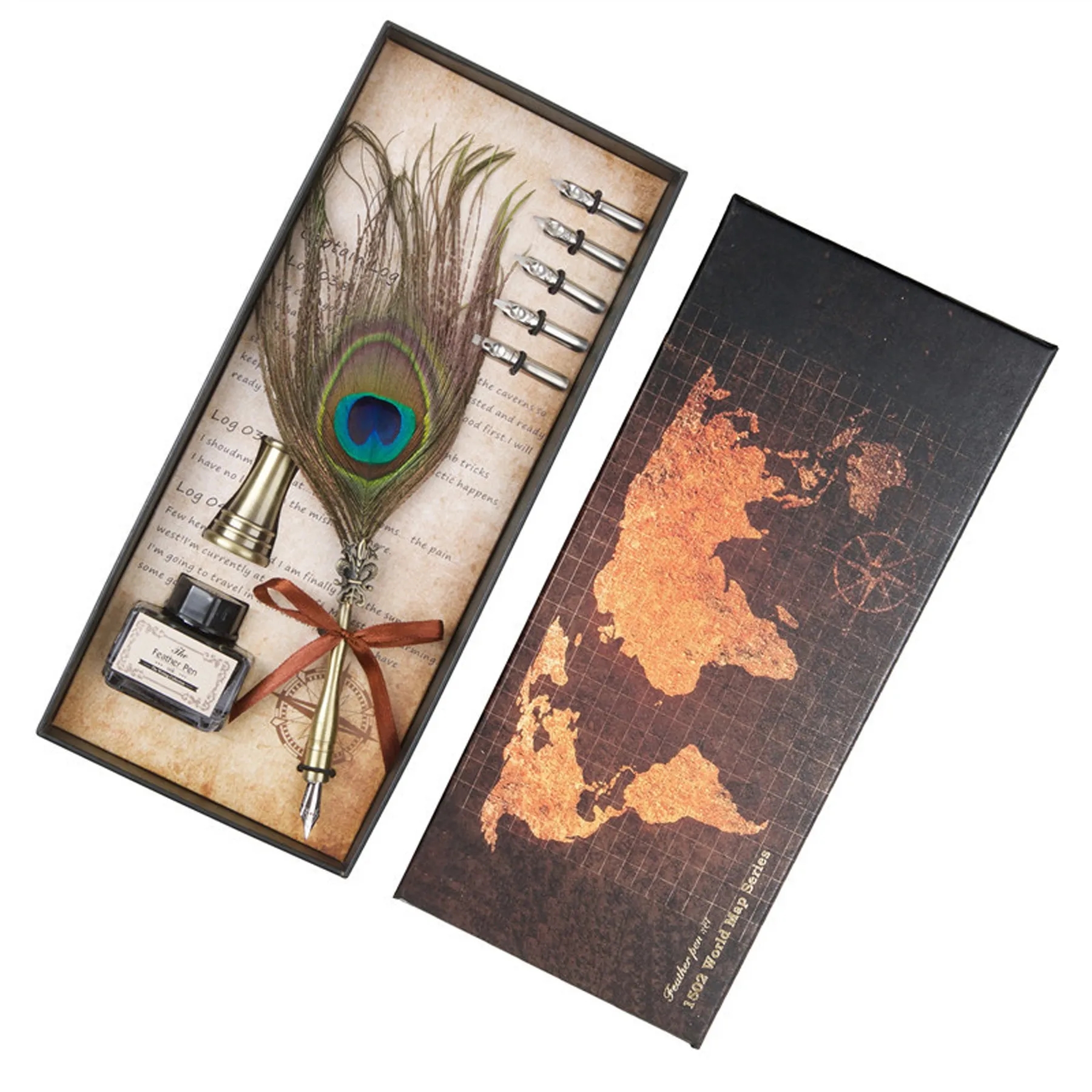 Vintage Luxury Fountain Pen with Feather 10