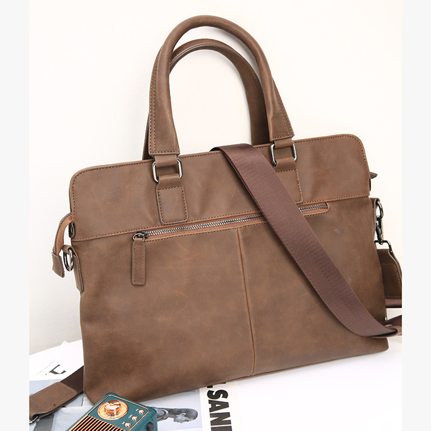 Casual Pu Leather Messenger Tote Bag 6