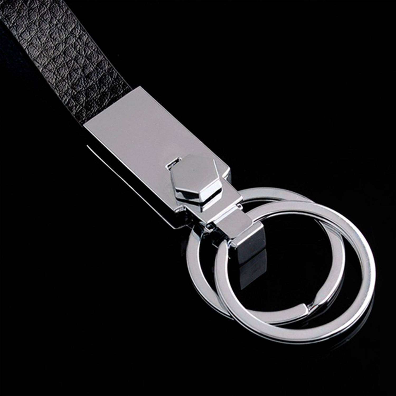Custom Men's Genuine leather metal creative keychain 4