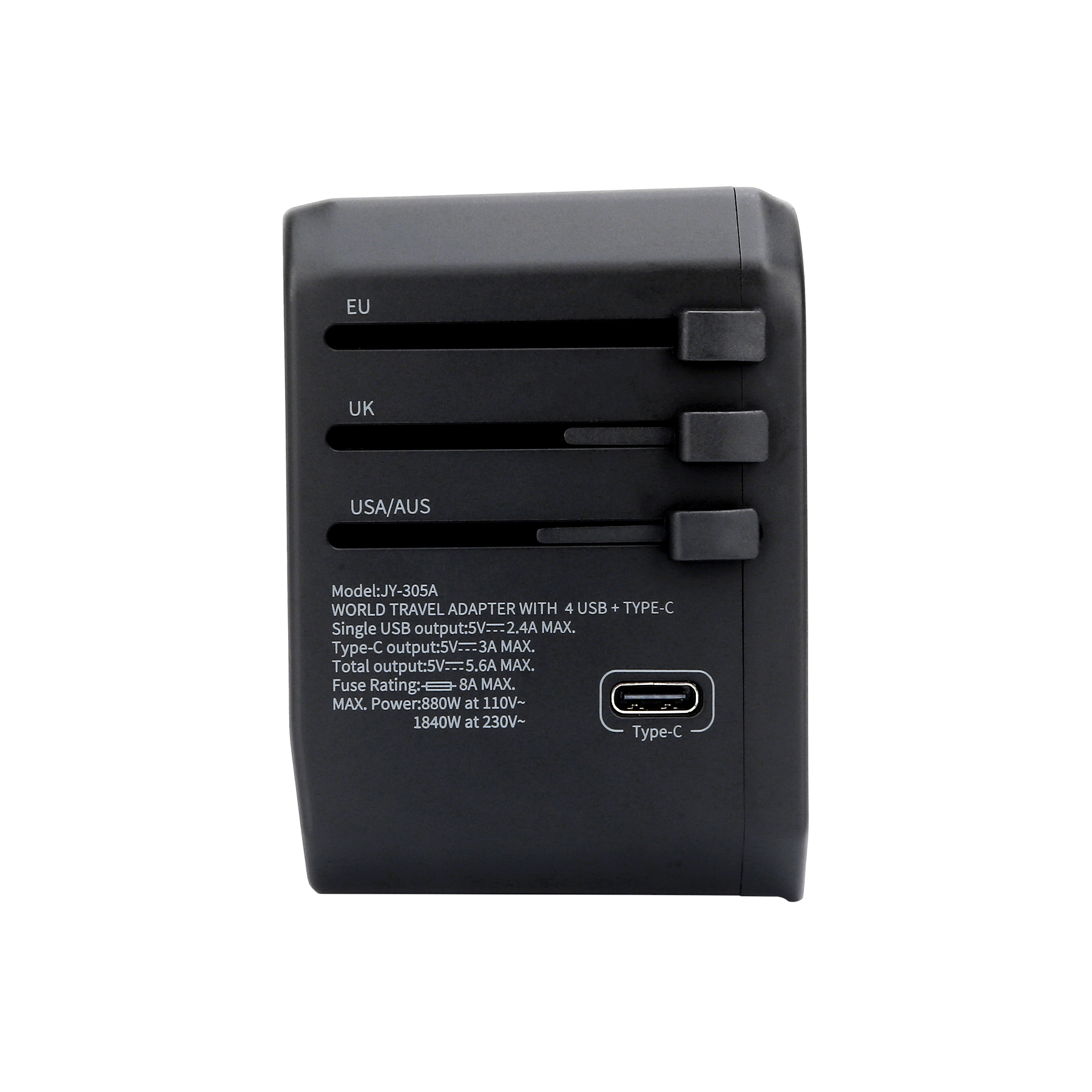 Universal Travel Adapter With 4 USB-A And 1 Type-C Ports 3