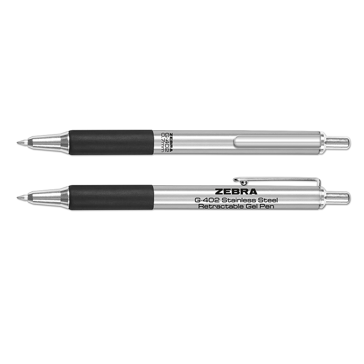 Zebra Stainless Steel Retractable Gel Pen With Rubber Grip
