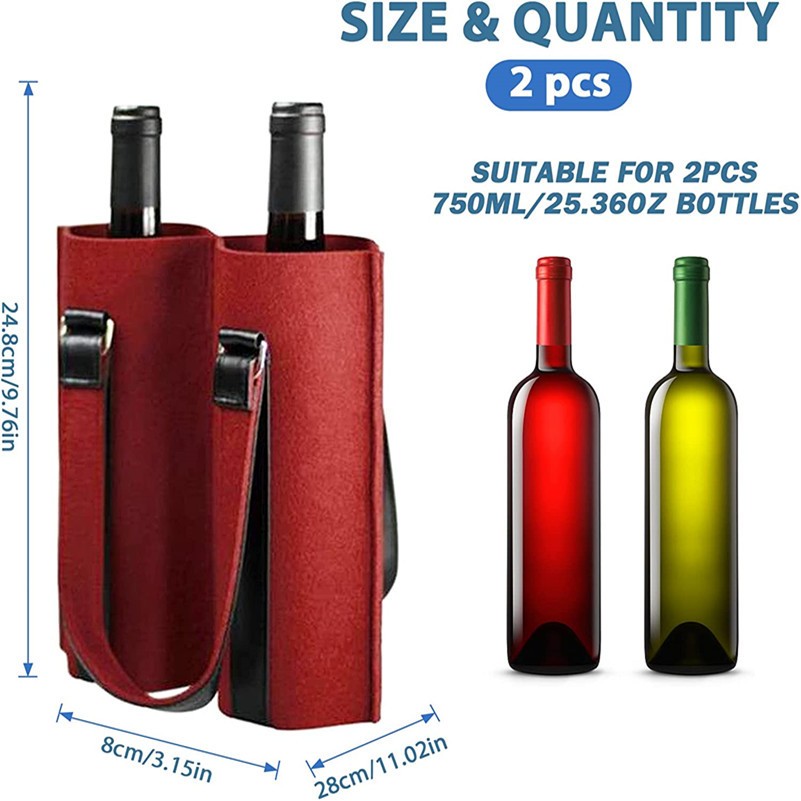 Felt 2 Bottle Wine Carrier Tote Gift Bags, custom tote bag with logo imprint 4