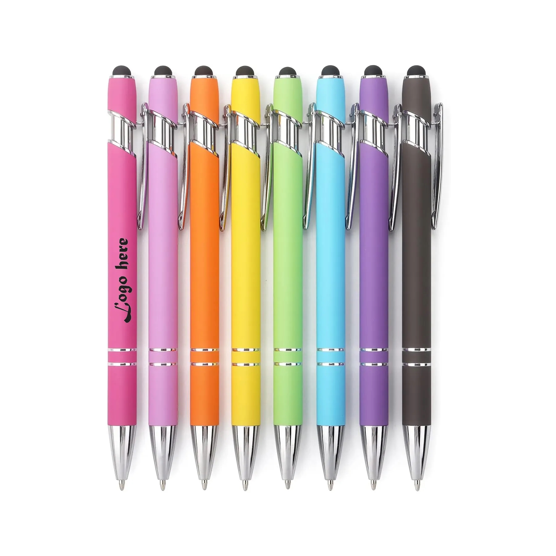 Rainbow Rubberized Soft Tactile Ballpoint Pen 3