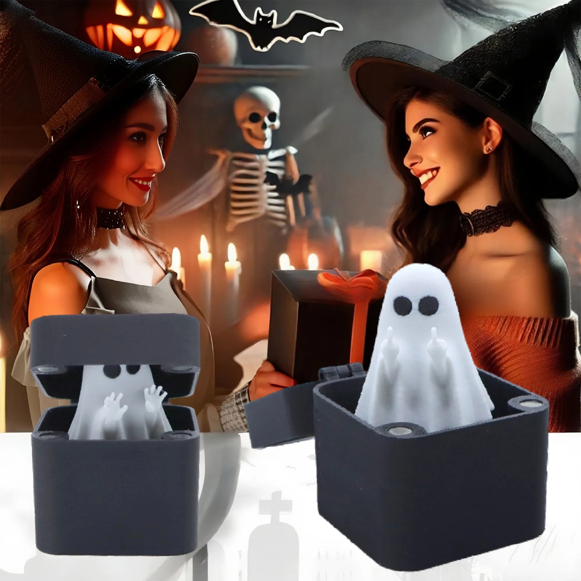Playful Middle Finger Ghost Halloween Prank Box 1