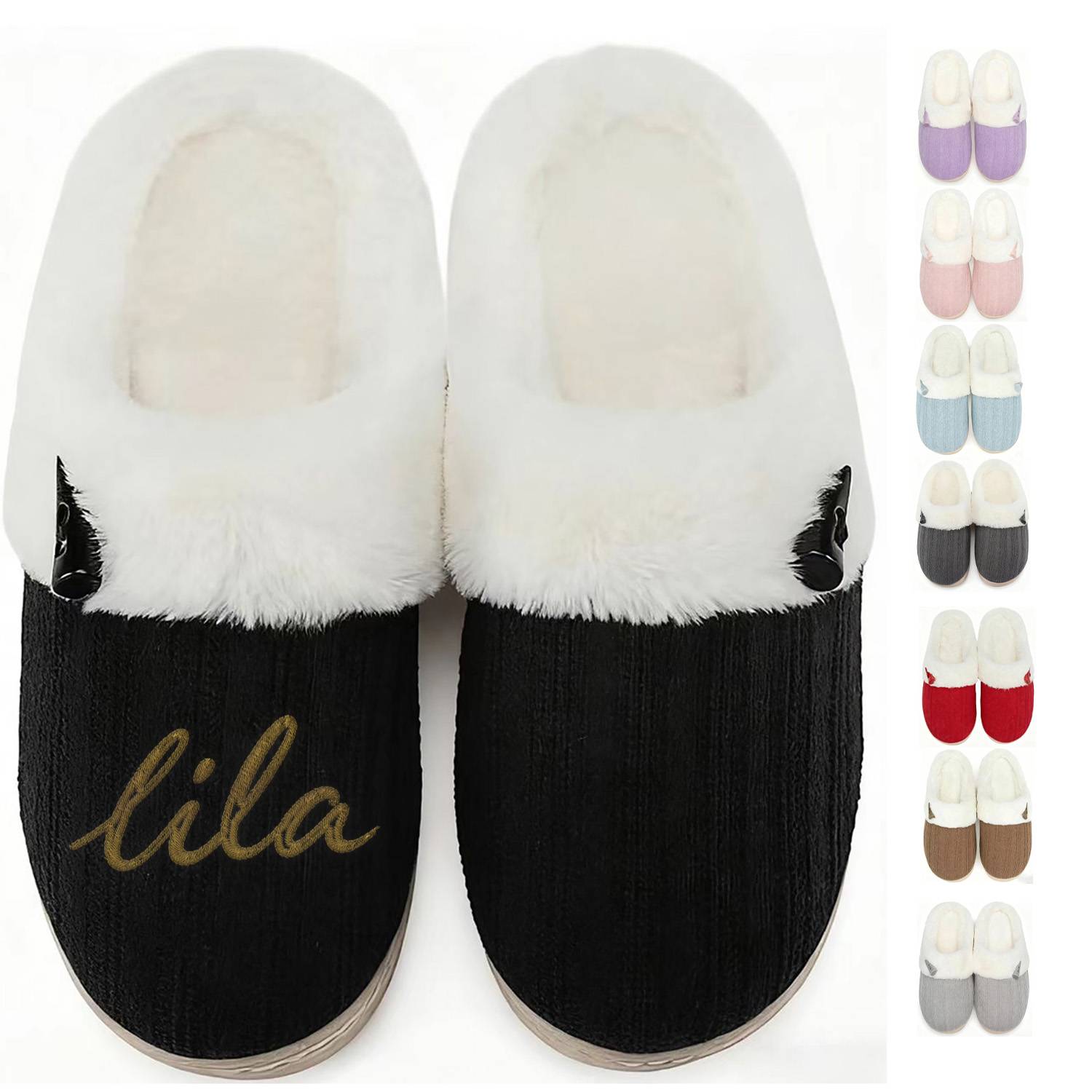 Winter Horn Buckle Knitted Plush Slippers 6