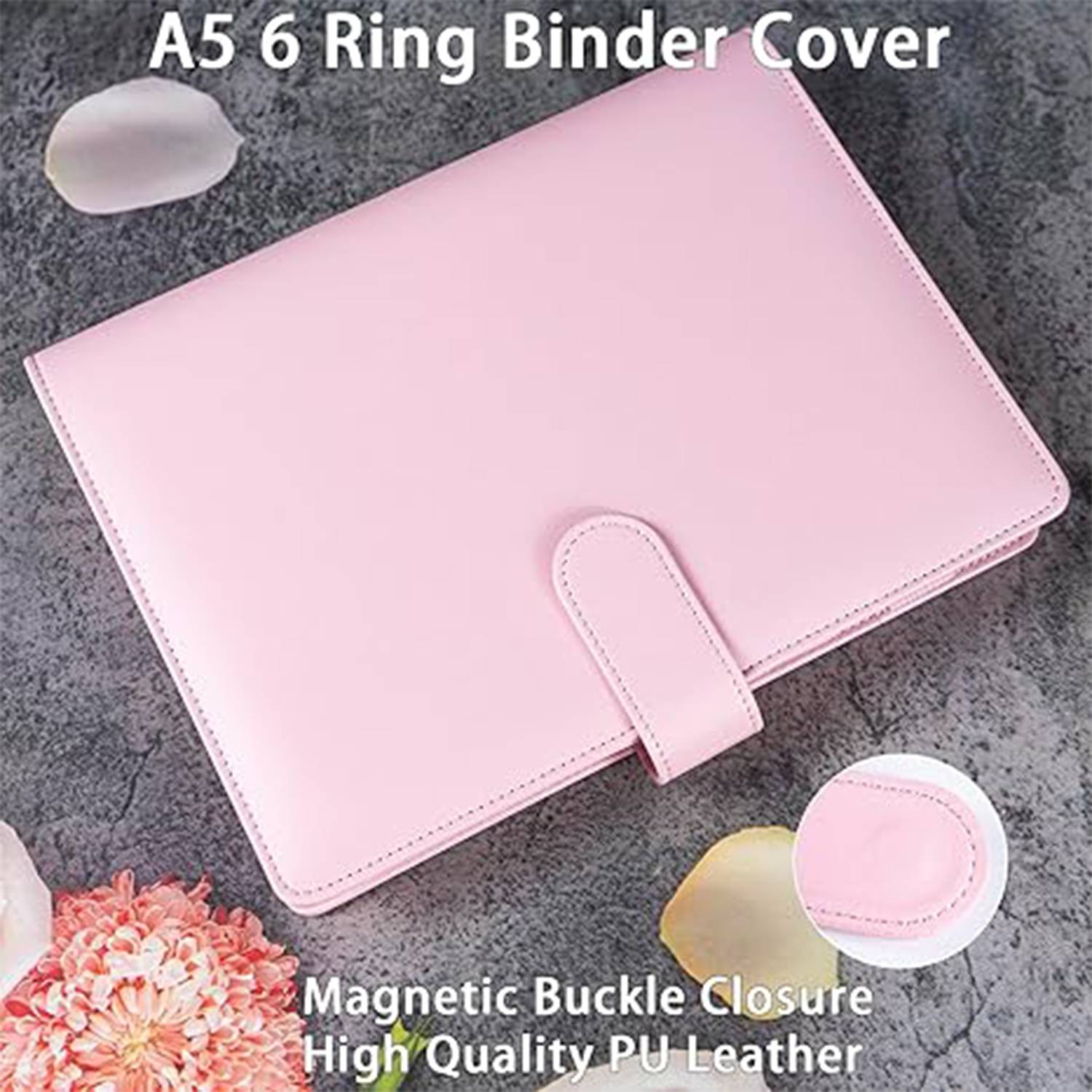 A6 Binder Zipper Pocket PU Leather Notebook Case 6