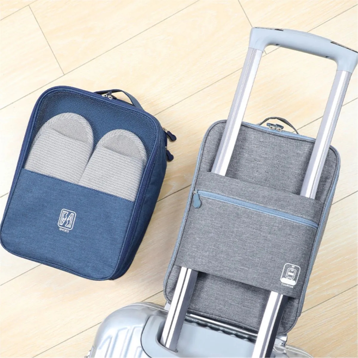 Portable Travel Shoe Bag Organizer Storage W/ Luggage Strap 7