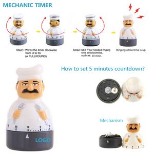 Chef Figure Mechanical Countdown Clock Timer Alarm 3