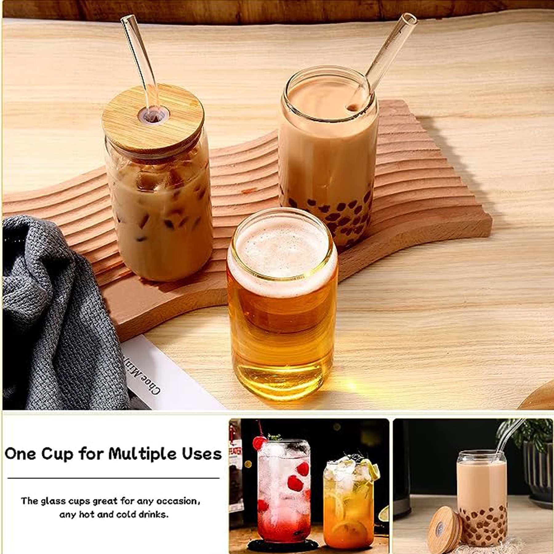 Glass Cups with Lids and Straws, Coffee cups 2