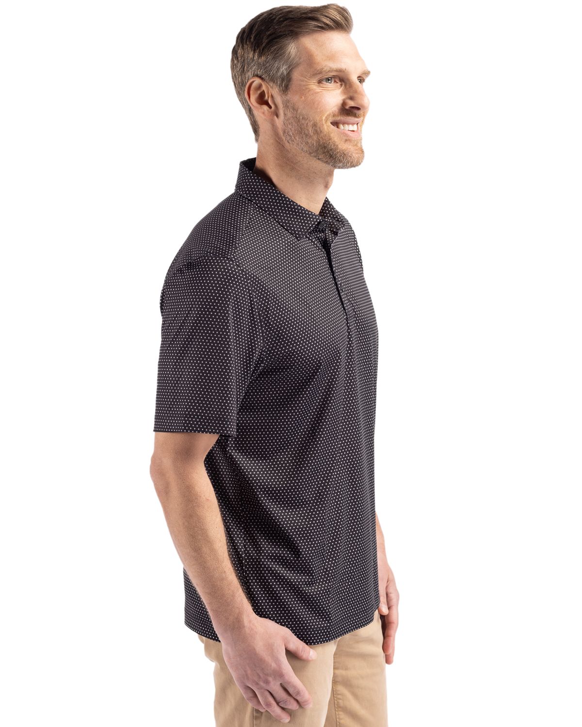 Pike Eco Shadow Check Print Recycled Mens Polo
