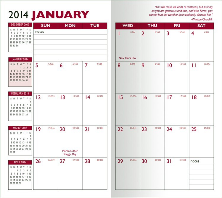 Executive Vinyl Monthly Pocket Planner 14