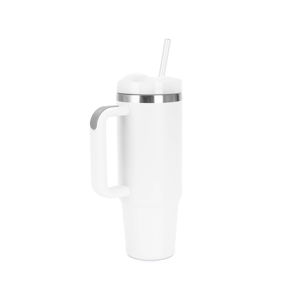 30OZ Double Walls Stainless Steel Auto Tumbler With Straw And Handle 3