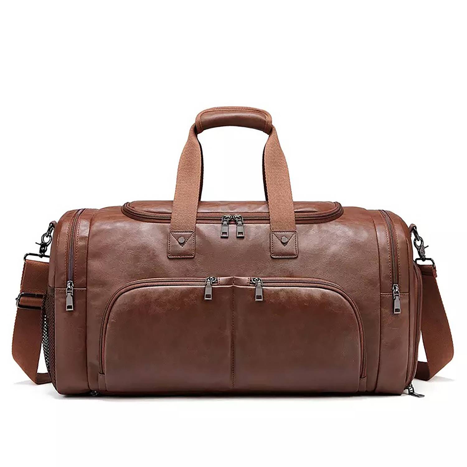 Men'S Waterproof Pu Shoulder Bag W/ Multi Compartments 2