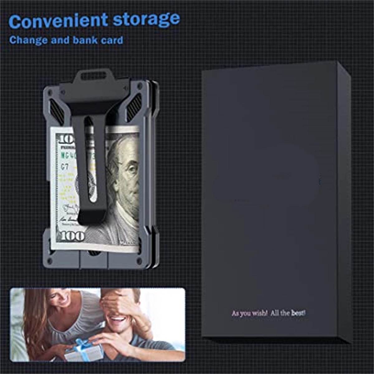 Slim Aluminum Metal Card Holder With Money Clip 5