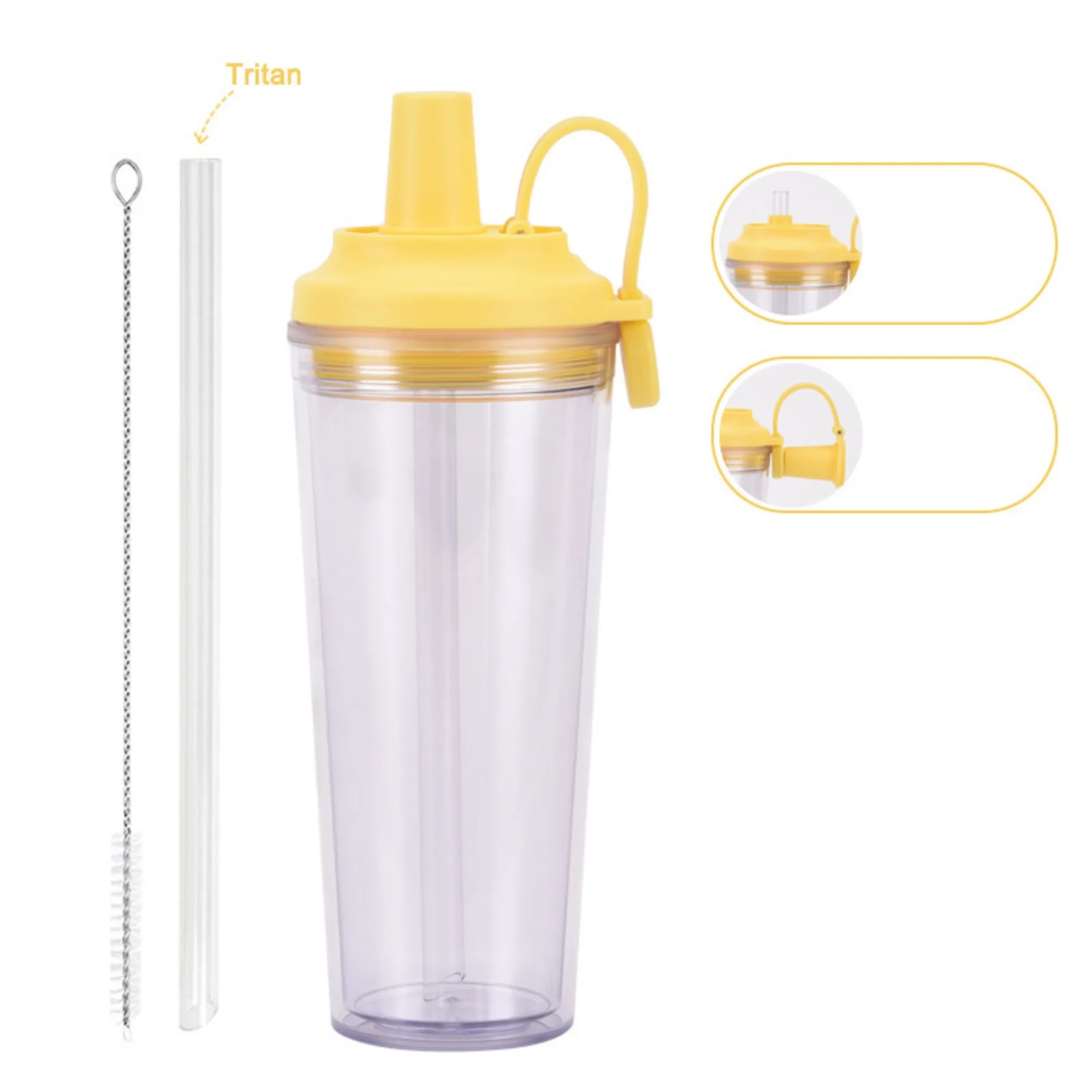 24oz Double-Layer Plastic Straw Cup 12