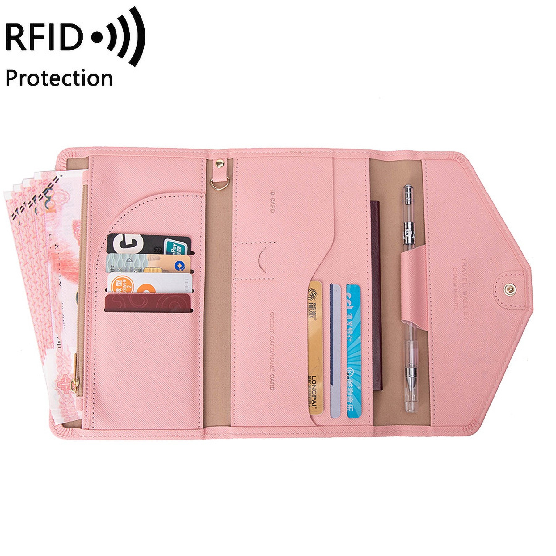 Mulit-Purpose Rfid Blocking Passport Holder Travel Wallet 4
