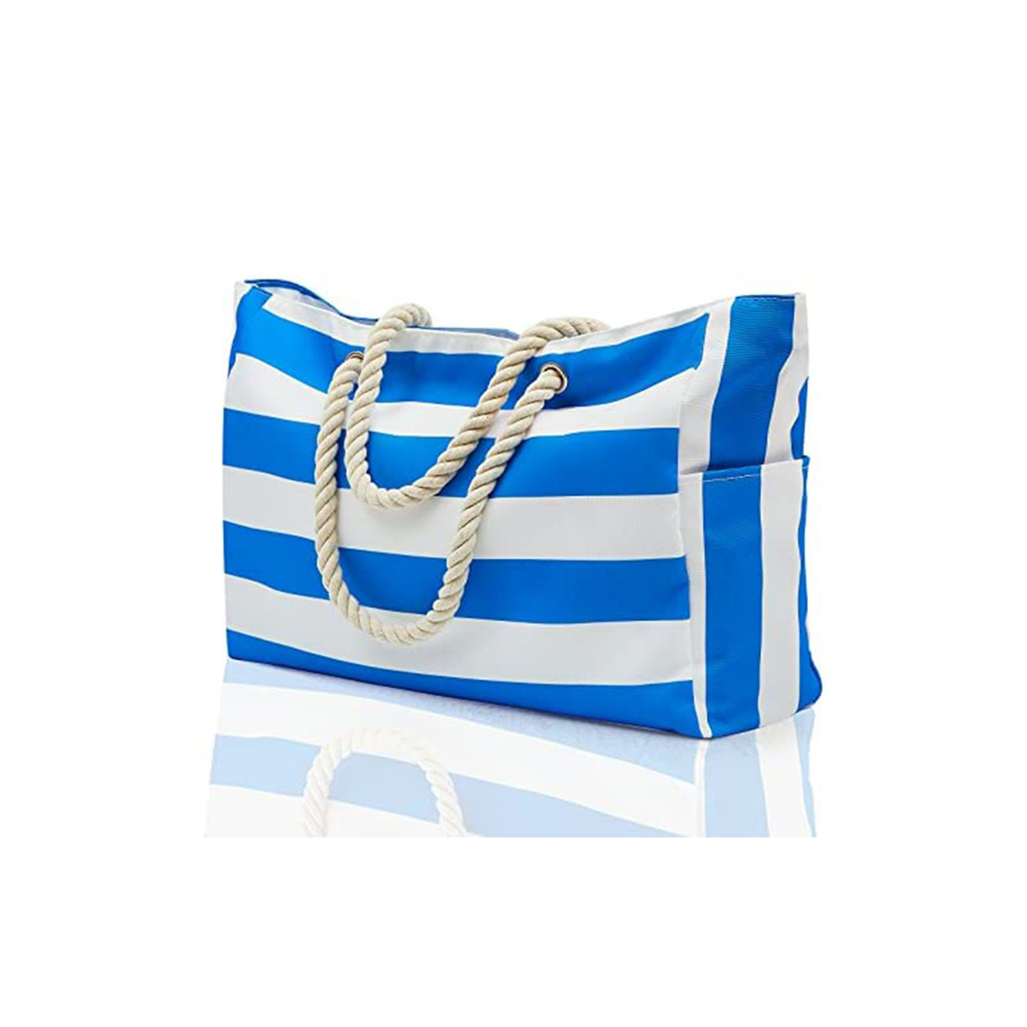 Striped Canvas Waterproof Rope Handle Travel Tote 5